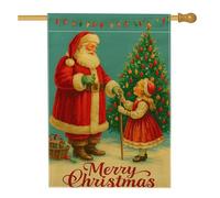 Bandiera natalizia da giardino vintage rossa con Babbo Natale, decorazione per la casa e le vacanze, in iuta su entrambi i lati, decorazione natalizia per esterni, 71 x 101 cm