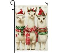Bandiera natalizia invernale con alpaca da giardino, graziose bandiere natalizie per la decorazione della casa, bandiera in iuta su entrambi i lati, decorazione per giardino, feste all'aperto, 30,5 x