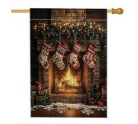 Bandiera natalizia per camino, stile fantasia, 71 x 101 cm, per esterni, stile rustico natalizio, bandiera verticale standard per casa, vacanze, Capodanno, cortile, cortile, decorazione per esterni