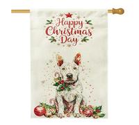 Bandiera natalizia per cani Bull Terrier, 71 x 101 cm, per esterni, divertenti palline di Natale, bandiera verticale standard per la casa, decorazione per esterni