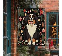 Bandiera natalizia per cani da montagna bernese, 71 x 101 cm, double-face, per decorazione esterna, palline per albero di Natale, cucciolo di cane da cortile, bandiera per la casa, divertente motivo