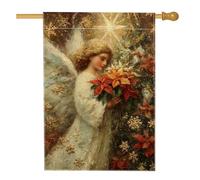 Bandiera natalizia per casa d'angelo, stella di Natale vintage rossa su entrambi i lati, decorativa, per esterni, prato, cortile, patio, ingresso, 71 x 101 cm