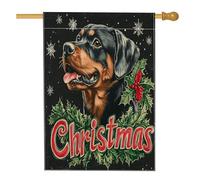 Bandiera natalizia per casa del cane Rottweiler, 71,1 x 101,6 cm, double face, decorativa per esterni, divertente bandiera natalizia per cortile, cortile, casa, casa, animali domestici, per esterni