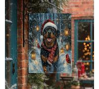 Bandiera natalizia per casa del cane Rottweilers, 71 x 101 cm, double-face, decorativa per esterni, motivo cardinale invernale, cucciolo di Natale, bandierina per la casa, per le vacanze e gli animali