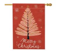 Bandiera natalizia per casa sull'albero di Natale, fiocchi di neve con stella rossa su entrambi i lati, bandiere decorative per portico anteriore, per esterni, patio, prato, ingresso campeggio, 71 x