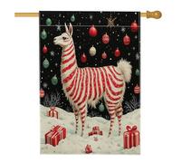 Bandiera natalizia per la casa dei lama, 71 x 101 cm, double-face, per decorazione esterna, divertente animale invernale, bandiera per la casa, per le vacanze, la fauna selvatica, per esterni, cortile
