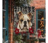 Bandiera natalizia per la casa del cane Bulldog, 71 x 101 cm, double-face, decorativa per esterni, per lavori a maglia, motivo invernale per cuccioli, per la casa, per Capodanno, per esterni, cortile