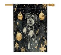 Bandiera natalizia per la casa del cane Schnauzer, 71,1 x 101,6 cm, double-face, decorativa per esterni, con fiocchi di neve, per cortile, casa, cortile, prato, bandiera per animali domestici