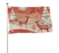 Bandiera natalizia rossa con renna, 119,4 x 177,8 cm, stampa su entrambi i lati, bandiera decorativa da giardino, non sbiadisce, con occhielli in ottone, sfondo fotografico da appendere per interni ed