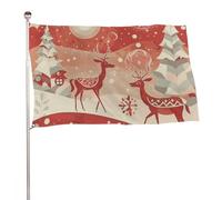 Bandiera natalizia rossa con renna, 152,4 x 243,8 cm, stampa su entrambi i lati, bandiera decorativa da giardino, non sbiadisce, con occhielli in ottone, sfondo fotografico da appendere per interni ed