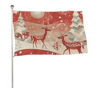 Bandiera natalizia rossa con renna, 61 x 88,9 cm, stampa su entrambi i lati, bandiera decorativa da giardino, non sbiadisce, con occhielli in ottone da appendere, sfondo fotografico per interni ed