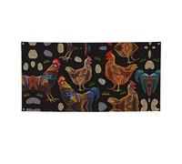 Bandiera natalizia stampata con stampa di pollo, striscione colorato ideale per bar in giardino e riunioni di amici