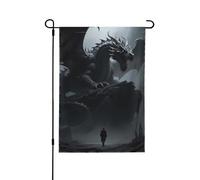 Bandiera natalizia stampata su entrambi i lati con drago che si diffonde le ali, decorazione per cortile esterno 31,8 x 45,7 cm