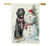 Bandiera natalizia Terranova per la casa del cane, 71,1 x 101,6 cm, double face, decorativa per esterni, con pupazzi di neve di Natale, bandiera per la casa, per animali domestici, per esterni