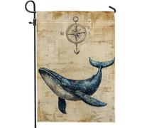 Bandiera nautica da giardino a balena, decorazione per la casa, decorazione per la casa, stile spiaggia stagionale, decorazione per cortile per uso esterno prato 71 x 101 cm