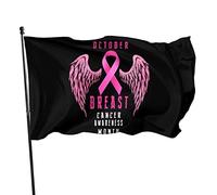 Bandiera nazionale per la consapevolezza del cancro al seno Pink Ribbon 3x5 piedi con due occhielli in ottone, doppia cucitura, colori vivaci anti-scolorimento
