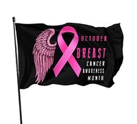 Bandiera nazionale per la consapevolezza del cancro al seno Pink Ribbon 3x5 piedi con due occhielli in ottone, doppia cucitura, colori vivaci anti-scolorimento