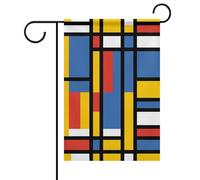 Bandiera nera Bauhaus astratta moderna stile Mondrian blu geometrica bandiera da giardino bandiera da cortile bandiera da giardino su entrambi i lati bandiere per casa per prato decorazione patio