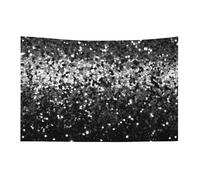 Bandiera nera bianca glitterata 0,9 x 1,5 m non sbiadisce bandiera di benvenuto giardino cortile casa bandiere decorative giardino cortile cartello interno esterno banner festa decorazione casa