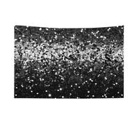 Bandiera nera bianca glitterata 0,9 x 1,5 m non sbiadisce bandiera di benvenuto giardino cortile casa bandiere decorative giardino cortile cartello interno esterno banner festa decorazione casa