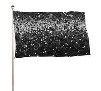 Bandiera nera bianca glitterata 152,4 x 243,8 cm, stampa su entrambi i lati, bandiera decorativa da giardino, non sbiadisce, con occhielli in ottone da appendere, sfondo fotografico per interni ed