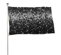 Bandiera nera bianca glitterata 61 x 88,9 cm, stampa su entrambi i lati, bandiera decorativa da giardino, non sbiadisce, con occhielli in ottone da appendere, sfondo fotografico per interni ed esterni