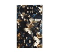 Bandiera nera con farfalle bianche dorate. Bandiera decorativa per esterni 0,9 x 1,5 m, striscione verticale in poliestere. Adatto per l'uso come decorazione esterna