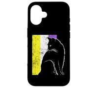 Bandiera non binaria LGBT per amanti dei gatti Enby Pride Custodia per iPhone 16