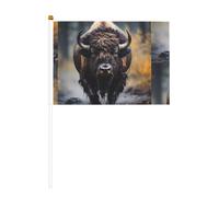 Bandiera nordamericana bisonte in sei pezzi, stampata su entrambi i lati, 14 x 20,8 cm, adatta per attività di squadra di tifo