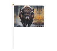 Bandiera nordamericana con stampa bisonte, 14 x 20,8 cm, adatta per feste, eventi sportivi, celebrazioni
