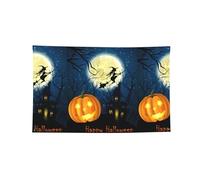 Bandiera orizzontale a quattro fori stampata di zucca di Halloween, morbida e resistente allo sbiadimento, da appendere alla parete per la stanza del college