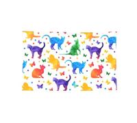 Bandiera orizzontale con stampa a pois e gatto con farfalla e quattro fori, morbida resistente allo sbiadimento, da appendere alla parete per la stanza del college