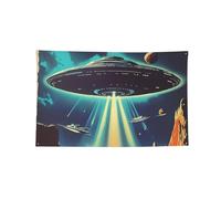 Bandiera orizzontale stampata con pianeta dell'universo, quattro fori, morbida, resistente allo sbiadimento, da appendere alla parete, per la stanza del college