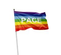 Bandiera Pace 70×100 cm in tessuto nautico | Colori vivaci e duraturi per messaggi di solidarietà e speranza | Bandiera arcobaleno resistente a vento e pioggia