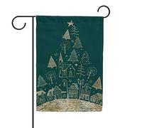 Bandiera Pace Christmas Tree And Houses Green Robuste Bandiera Decorativa Con 2 Occhielli Segnali Da Giardino Per Domestiche Strada Attività 12X18 Inch