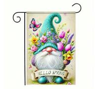 Bandiera Pace Hello Spring Summer Gnome Robuste Bandiera Garden Doppia Faccia Striscione Da Giardino Per Camere Attività Esterni 12X18 Inch
