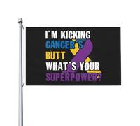 Bandiera Pace Im Kicking Cancers Butt Whats Your Superpower Con 2 Occhielli Bandiera Robuste Segnali Da Giardino Per Festa Cortile Camere 3X5 Ft