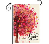 Bandiera Pace Love Lives Here Love Heart Shaped Tree Love’S Day Con 2 Occhielli Bandiera Decorativa Appendere Decorazioni Da Esterno Per All'Aperto Celebrazioni Estate 12X18 Inch