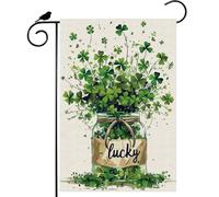 Bandiera Pace Lucky St. Patrick'S Day Green Shamrocks Four-Leaves Clovers Glass Robuste Outdoorbandiera Resistente Alle Intemperie Segnali Da Giardino Per La Casa Prato Patio 12X18 Inch