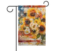 Bandiera Pace Watercolor American Sunflower Butterfly Robuste Bandiera Di Benvenuto Con 2 Occhielli Segnali Da Giardino Per Piantone Decorazioni Attività 12X18 Inch