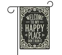 Bandiera Pace Welcome To My Happy Place Don't Ruin It Decorazioni da Esterno 12x18 Inch