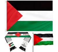 Bandiera Palestina 150 x 90 cm,Palestina Bandiera Sciarpa 135 x 14 cm,Bandiera Palestinese con Occhielli,Rresistente alle Intemperie per Esterni,Scarf per Uomini e Donne