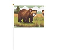Bandiera palmare a doppia faccia con orso bruno - 14 x 20,8 cm - feste, eventi sportivi tifo oggetti di scena