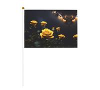 Bandiera palmare con belle rose gialle - 14 x 20,8 cm - adatta per feste, eventi sportivi, celebrazioni