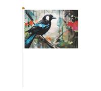 Bandiera palmare con grafica graffiti gazza, 14 x 20,8 cm, adatta per feste, eventi sportivi, celebrazioni