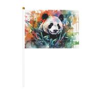 Bandiera palmare con immagine di panda olio su tela - 14 x 20,8 cm - Adatta per feste, eventi sportivi, celebrazioni