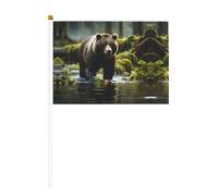 Bandiera palmare con orso marrone - 14 x 20,8 cm - adatta per feste, eventi sportivi, celebrazioni