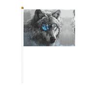 Bandiera palmare con stampa Blue Eyes Wolf, compatta e leggera, adatta per sfilate, eventi e supporto per i fan