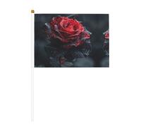 Bandiera palmare con stampa rosa rossa e nera, compatta e leggera, adatta per sfilate, eventi e supporto per i fan