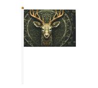 Bandiera palmare con testa di cervo leggera naturale, 14 x 20,8 cm, adatta per feste, eventi sportivi, celebrazioni